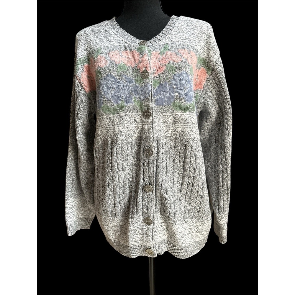VTG Floral Mid Century Cardigan Sweater Sz Med - Some pilling - Northern Reflect